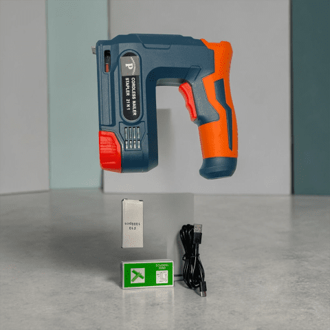 2-in-1 Cordless Electric Staple Gun & Nail Gun with 2000mAh Battery, USB Charging, 1000 Staples