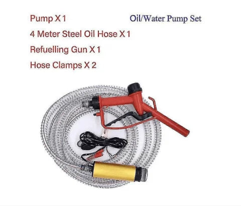 12V/24V Electric Submersible Fuel Transfer Pump Kit – 51mm Stainless Steel Diesel, Oil & Water Pump with 3M Hose and Fuel Gun