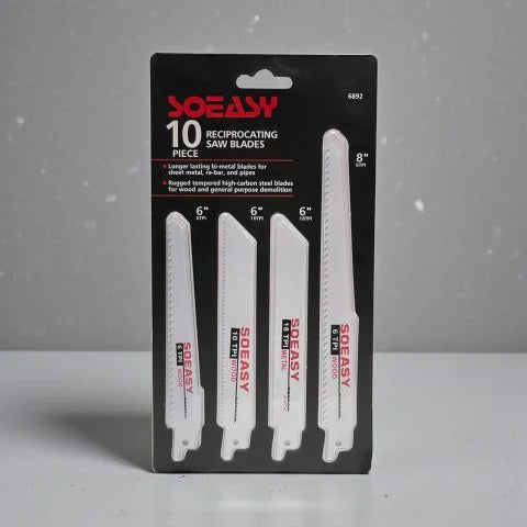 SOEASY 10-Piece Reciprocating Saw Blade Set for Wood & Metal – 6" and 8" Bi-Metal Sabre Saw Blades
