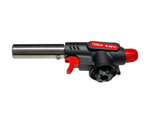 Gas Torch Burner Head with Piezo Ignition – Anti-Flare Flame Nozzle for Butane Gas Canisters