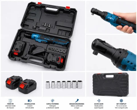 Cordless Electric Ratchet Wrench Set with 2 Batteries, Charger, 6 Sockets and Carrying Case