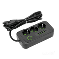 Extension Cord with 3 Sockets, 4 USB Ports, USB-C Port, 3M Cable, 2500W, Surge Protection