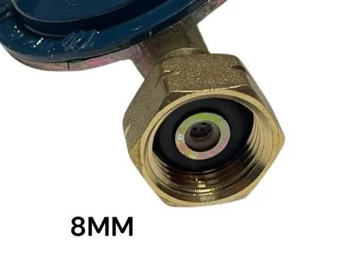 Gas Regulator with Pressure Gauge 50–170 mbar, 1500 g/h – LPG Cylinder Regulator with Blue Pressure Meter