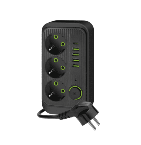 Extension Cord with 3 Sockets, 4 USB Ports, USB-C Port, 3M Cable, 2500W, Surge Protection