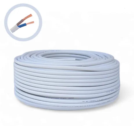 Premium 2×2.5mm² Braided Electrical Cable White – MYYM CCA (H05VV-F) 220V Flexible Power Cable