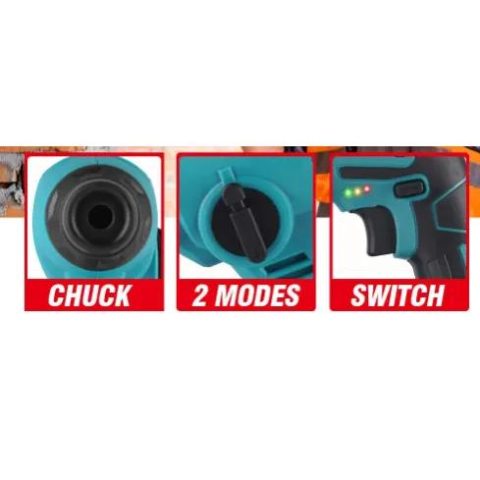 Blitz Power Cordless Rotary Hammer Drill, SDS-Plus, 2 Batteries, Charger Included, Blue Black