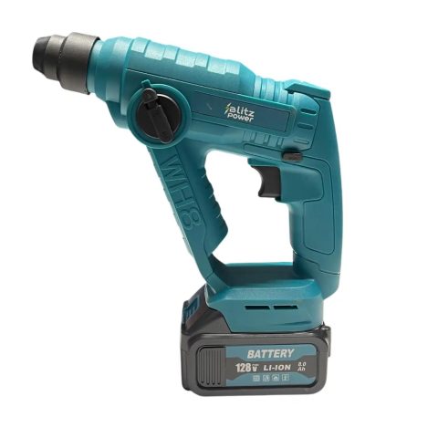 Blitz Power Cordless Rotary Hammer Drill, SDS-Plus, 2 Batteries, Charger Included, Blue Black