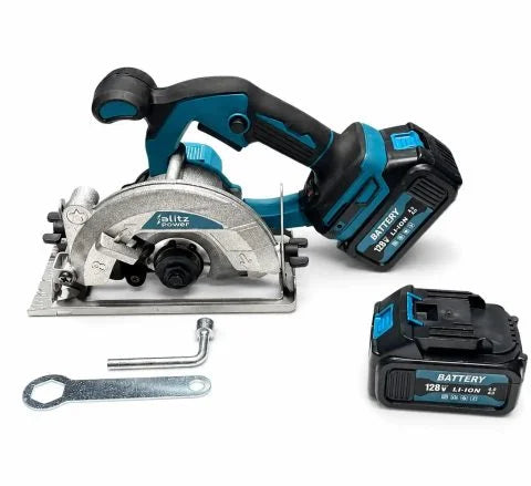 Blitz Power 128V Cordless Circular Saw – 2 Li-Ion Batteries, Adjustable Cutting Depth, Wood & MDF Cutting