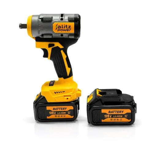 Blitz Power 128V Cordless Impact Wrench – 2 Li-Ion Batteries, High Torque, Socket Set & Fast Charger