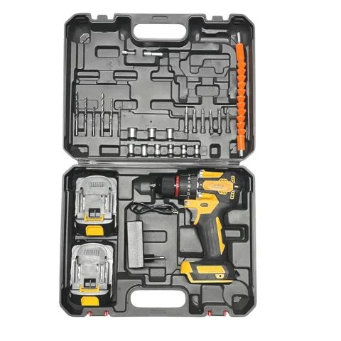 Blitz Power 48V Cordless Drill Driver Set – 2 Li-Ion Batteries, 10mm Metal Chuck, 25+1 Torque Settings, 24 Accessories