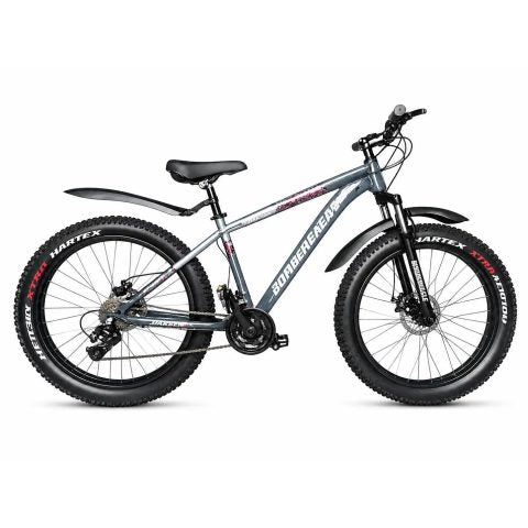 EarthCharge Haksen Fat Bike MTB Bicycle 26x4.0 21 Speed Disc Brakes Front Suspension Gray