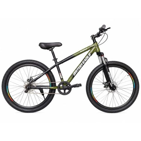 British Eagle Falcon 2.0 Single Speed MTB Bicycle 26x2.40 Disc Brake Military Green Black