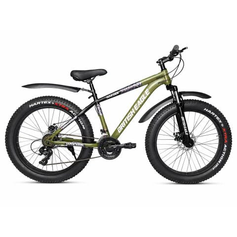 British Eagle Haksen Fat Bike MTB 26x4.00, 21-Speed, Disc Brakes, Front Suspension, Green