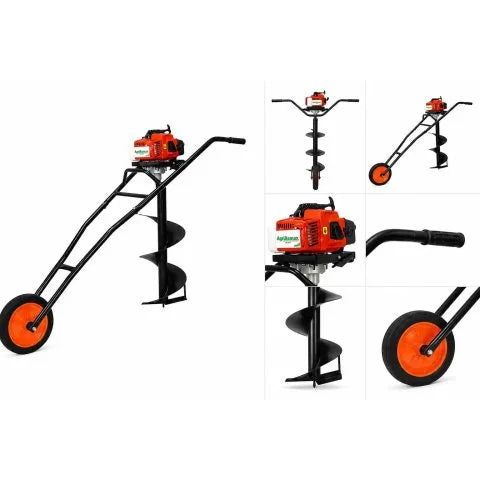 49CC Gasoline Earth Auger Drill – 1.8kW 2-Stroke Engine with 100mm, 150mm & 200mm Drill Bits
