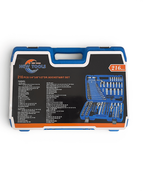 216 Piece Professional Socket & Wrench Set with Ratchets, Bits, Extensions and Carry Case
