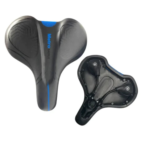 Metro Saddle Comfort Bicycle Saddle Ergonomic Elastomer Suspension Universal Black Blue Bike Seat