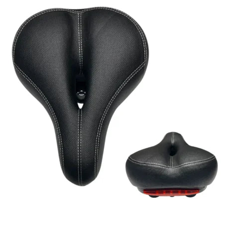 Ergonomic Comfort Bicycle Saddle with Central Cutout Rear Reflector Universal Bike Seat Black