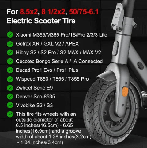 8.5×2 Tubeless Tire for Xiaomi Mi M365, Pro, Pro 2, Mi 3 & 1S Electric Scooter – Puncture Resistant Replacement Tire