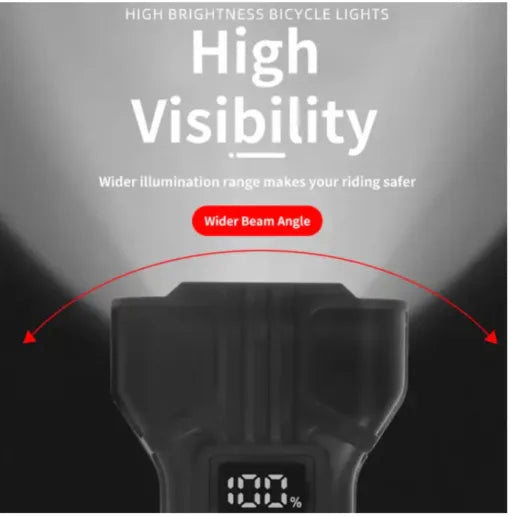 LED Bicycle & Electric Scooter Headlight with 12 LEDs, 120dB Horn, Battery Display & 5 Lighting Modes