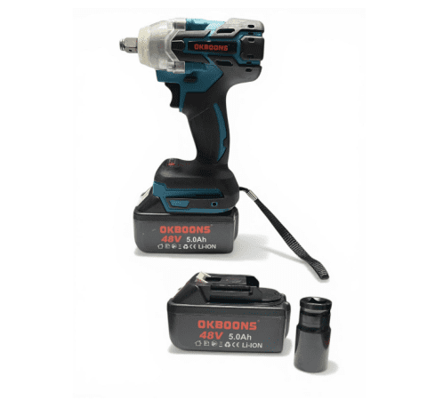48V Cordless Impact Wrench 5.0Ah Li-Ion Battery, High Torque, LED Light, Charger Included