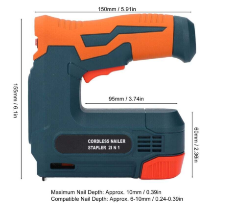 2-in-1 Cordless Electric Staple Gun & Nail Gun with 2000mAh Battery, USB Charging, 1000 Staples