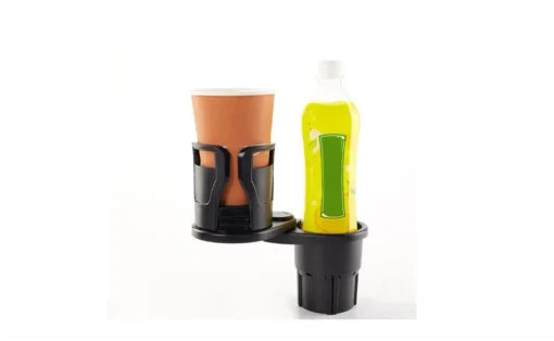 2-in-1 Car Cup Holder Expander with 360° Rotating Base – Adjustable Dual Drink Holder, Anti-Slip Design, Black
