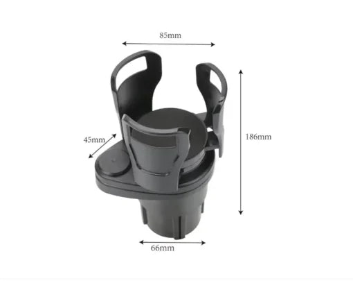 2-in-1 Car Cup Holder Expander with 360° Rotating Base – Adjustable Dual Drink Holder, Anti-Slip Design, Black