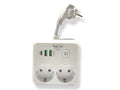 2 Socket Power Strip with 3 USB Ports (2 USB-A + 1 USB-C) – Fast Charge PD & QC3.0, Touch-Control LED Lamp, 2500W