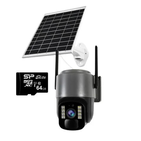 4G Solar PTZ Surveillance Camera 3MP – 355° Rotating Security Camera with Color Night Vision & Two-Way Audio