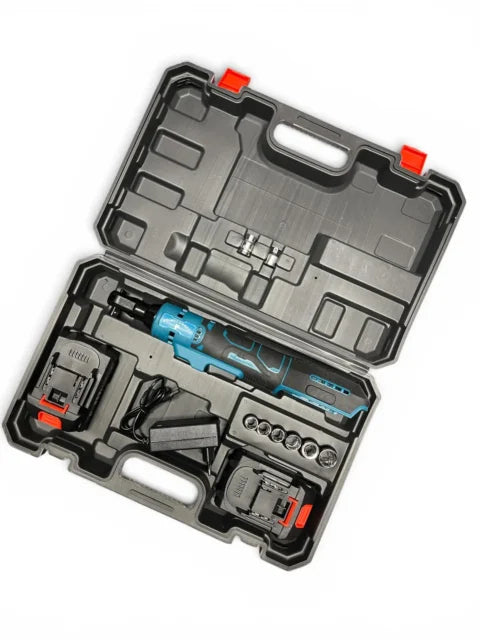 Cordless Electric Ratchet Wrench Set with 2 Batteries, Charger, 6 Sockets and Carrying Case