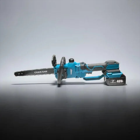 48V Cordless Electric Chainsaw with Telescopic Pole, 12 Inch Blade, 2 Batteries, Tree Pruning Saw