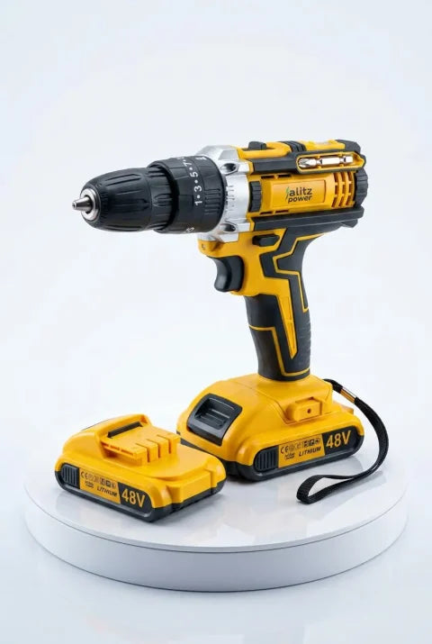 Blitz Power 48V Cordless Drill & Screwdriver Set – 2 Li-Ion Batteries, 45 Accessories, Charger & Carrying Case