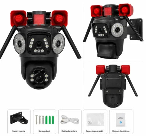 KD-16 6MP PTZ Surveillance Camera – Dual Lens WiFi Security Camera with Auto Tracking, Siren Alarm & Color Night Vision