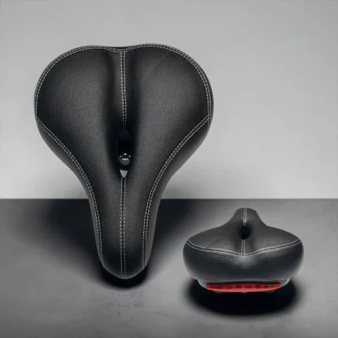 Ergonomic Comfort Bicycle Saddle with Central Cutout Rear Reflector Universal Bike Seat Black
