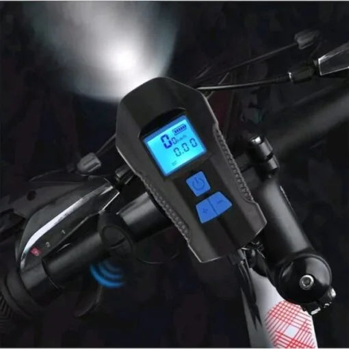 3-LED Bicycle & Scooter Headlight with Speedometer, USB Rechargeable, Detachable Horn, 5 Light Modes & 6 Melodies