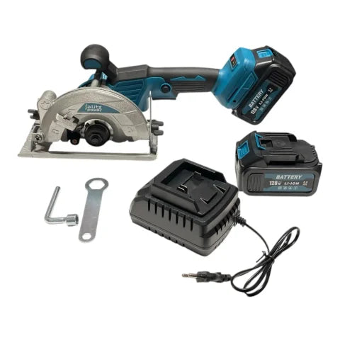 Blitz Power Cordless Mini Circular Saw 128V – 2 Li-Ion Batteries, Adjustable Cutting Depth, Compact Wood Cutting Tool