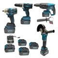 Blitz Power Professional 4-in-1 Cordless Tool Set – Drill Driver, Impact Wrench, Angle Grinder & Rotary Hammer, 128V Li-Ion, 4 Batteries