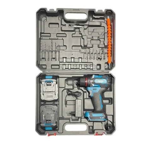 Blitz Power 128V Cordless Drill Driver Set – 2 Li-Ion Batteries, 25+1 Torque Settings, 28 Accessories, Carrying Case
