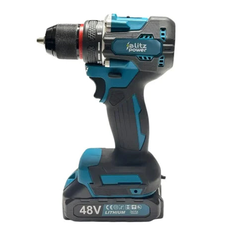 Blitz Power 128V Cordless Drill Driver Set – 2 Li-Ion Batteries, 25+1 Torque Settings, 28 Accessories, Carrying Case