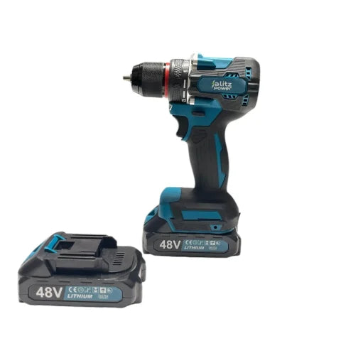 Blitz Power 128V Cordless Drill Driver Set – 2 Li-Ion Batteries, 25+1 Torque Settings, 28 Accessories, Carrying Case