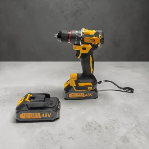 Blitz Power 48V Cordless Drill Driver Set – 2 Li-Ion Batteries, 10mm Metal Chuck, 25+1 Torque Settings, 24 Accessories