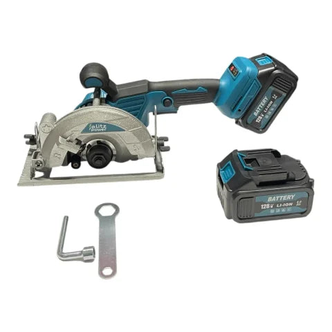 Blitz Power Cordless Mini Circular Saw 128V – 2 Li-Ion Batteries, Adjustable Cutting Depth, Compact Wood Cutting Tool