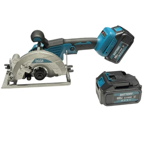 Blitz Power Cordless Mini Circular Saw 128V – 2 Li-Ion Batteries, Adjustable Cutting Depth, Compact Wood Cutting Tool