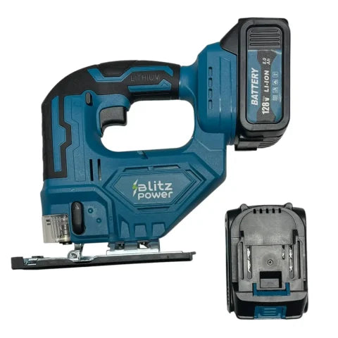 Blitz Power Cordless Jigsaw 128V Li-Ion Battery, Variable Speed, Wood, MDF, Chipboard & PVC Cutting