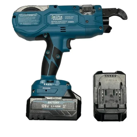 Blitz Power Automatic Rebar Tying Gun 128V – Cordless Rebar Binding Machine with Li-Ion Battery, Adjustable Tightening, for 8-34mm Reinforcement Bars
