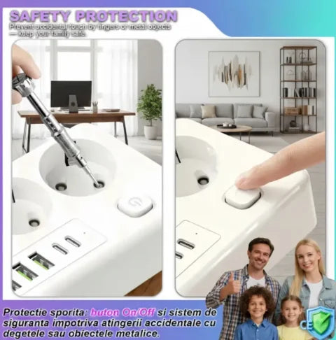 3000W 11-in-1 Extension Cord with Wireless Charging, 4 AC Outlets, USB-C, Surge Protection