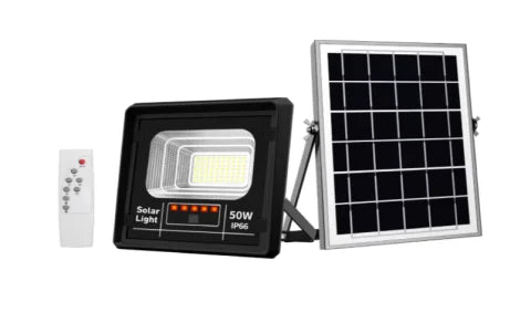 JORTAN 50W Solar Floodlight with 70 SMD LEDs, Motion Sensor & Remote Control – IP66 Waterproof