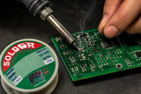 Set of 6 Flux Core Solder Wire Rolls 0.8mm, 50g Each, Electronics Solder for PCB Repairs & Electrical Work