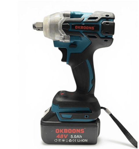 48V Cordless Impact Wrench 5.0Ah Li-Ion Battery, High Torque, LED Light, Charger Included