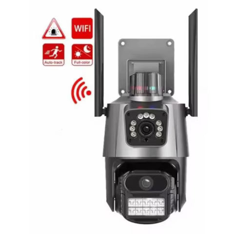 Outdoor WiFi PTZ Dual Lens Surveillance Camera – Dual Screen HD Security Camera with Motion Detection & Color Night Vision
